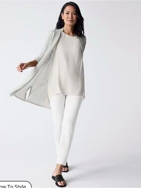 Eileen Fisher Washable Stretch Crepe Pant Slim Fit Ankle Length Size L